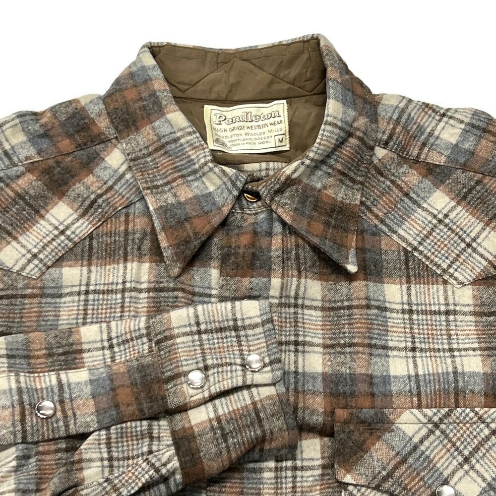 Pendleton High Grade Western Wear Snap Button Flannel Shirt Mens Medium VTG Wool